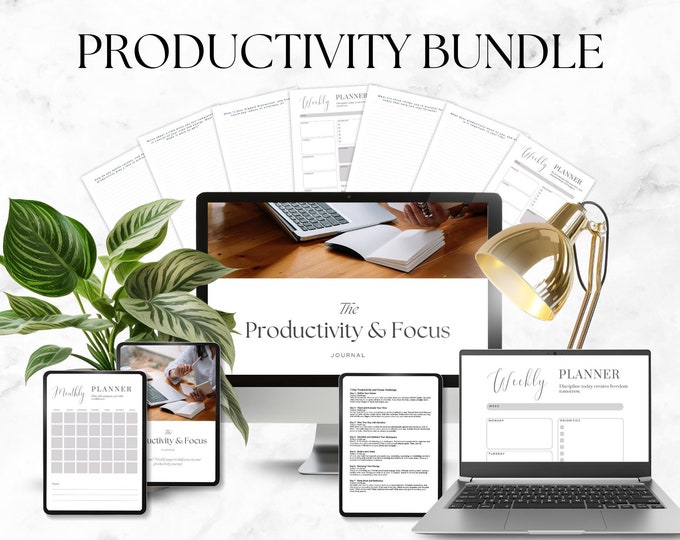 Productivity Bundle, Wellness Journal, Life Coach Tips, Time Management Tool, Focus Planner, 7-Day Focus Challenge, Printable Daily Planner