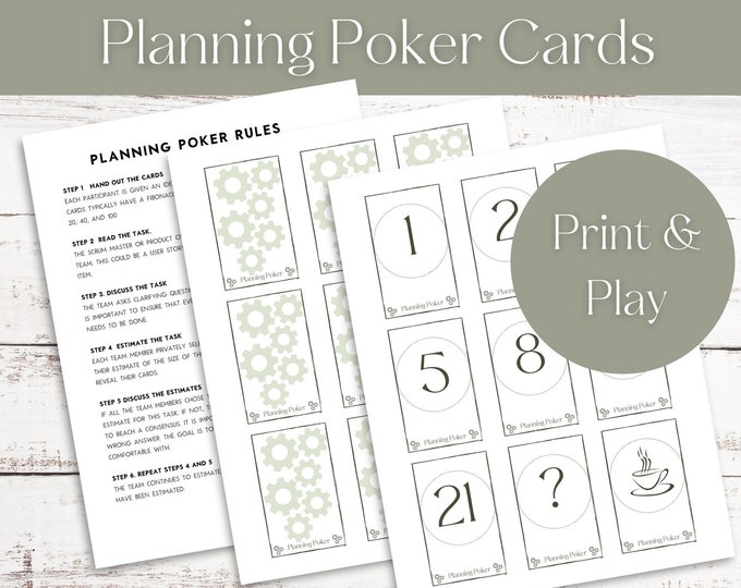 Agile Estimation Made Easy: Printable Planning Poker Cards Set with Rules  Agile Planning Poker for Scrum Teams