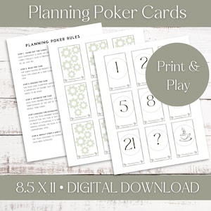 Estimation agile simplifiée : jeux de cartes Planning Poker imprimables avec règles Agile Planning Poker pour équipes Scrum
