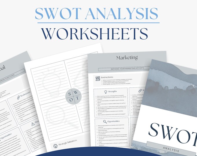 SWOT Analysis printable pdf, Competitive Guide, Marketing Business Worksheet, Decision Making Template, Competition Framework, Business Form