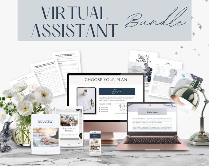 Virtual Assistant Full Business Starter Kit 5 in 1 Business Coach Tools Templates for Client Onboarding Bookkeeper Freelancer Portfolio