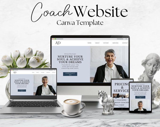 Life Coach Canva Website Template, Editable Coaching Website, Professional Sales Page, Easy-to-Use Canva Site, Coaching Business Template