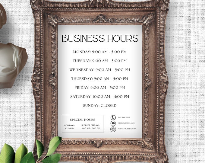 Business Hours Sign Opening Hours Store Template Editable Business Flyer Business Canva Marketing Storefront Available Times