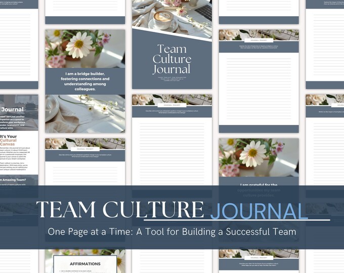 Team Culture Journal, Team Building Journal Prompts, HR Professional Workplace Culture Journal, Remote Work Tool, Work Life Balance