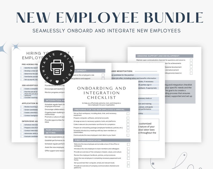 New Employee Bundle, New Hire Checklist, Onboarding and Integration, HR New Employee Form, Employee Onboarding Checklist, Job Hiring List