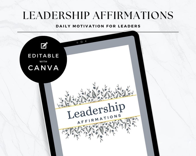 Leadership Affirmation Cards for Motivation Editable Daily Affirmations for Leaders Positive Quotes Gift for Leader Personal Growth