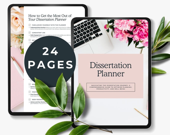Digital Dissertation Planner & Thesis Template, Project Planner for University Research, Masters Student Final Year Essays, Student Gift