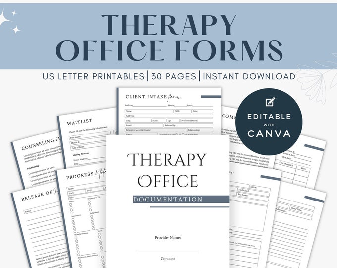 Therapy Bundle Business Forms, Therapy Tools Business Templates, Therapist Office Progress Note, Consent Forms Invoice Template Documents