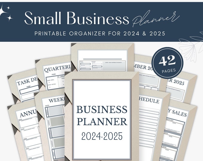 Printable Business Planner Bundle, Small Business Template, Business Organizer, Entrepreneur Sale Tracker, Daily Schedule, Business Template