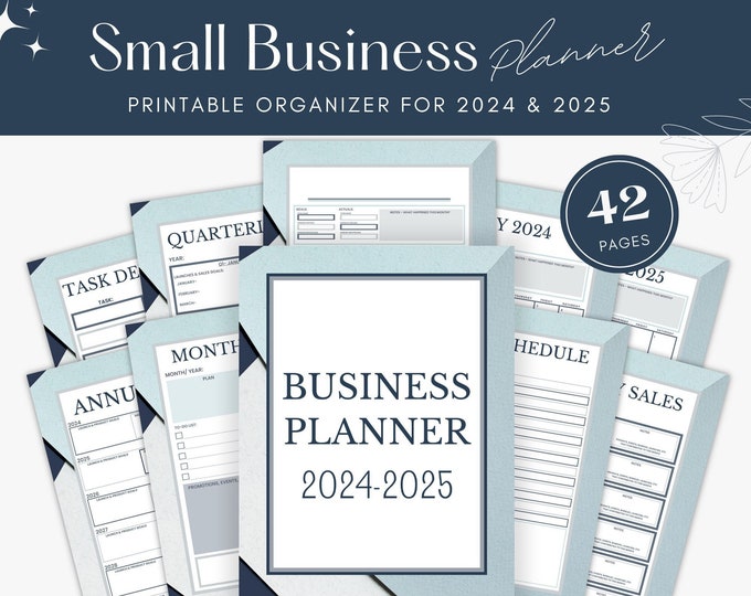 Printable Business Planner Bundle, Small Business Template, Business Organizer, Entrepreneur Sale Tracker, Daily Schedule, Business Template