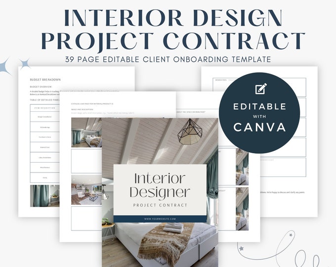 Interior Design Project Contract Template for Interior Designers, Welcome Guide Client Proposal, Client Welcome Book, Client Onboarding