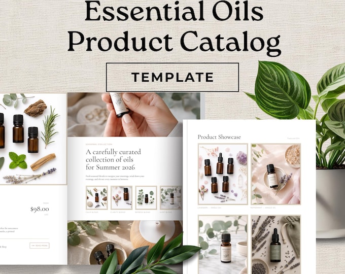 Essential Oils Product Catalog Canva Template, Direct Sales Tool, Wellness Seller, Printable Guide, Instant Download
