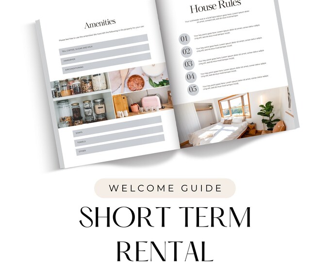 Rental Welcome Guide Canva Template, Editable Host Packet, Guest Book for Short Term Rental