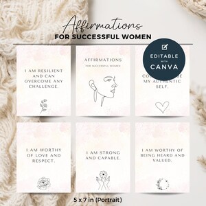 25 afirmações para mulheres de sucesso, citações positivas, cartões de incentivo, presente para mulheres, chefe, placa de visão, imprimíveis