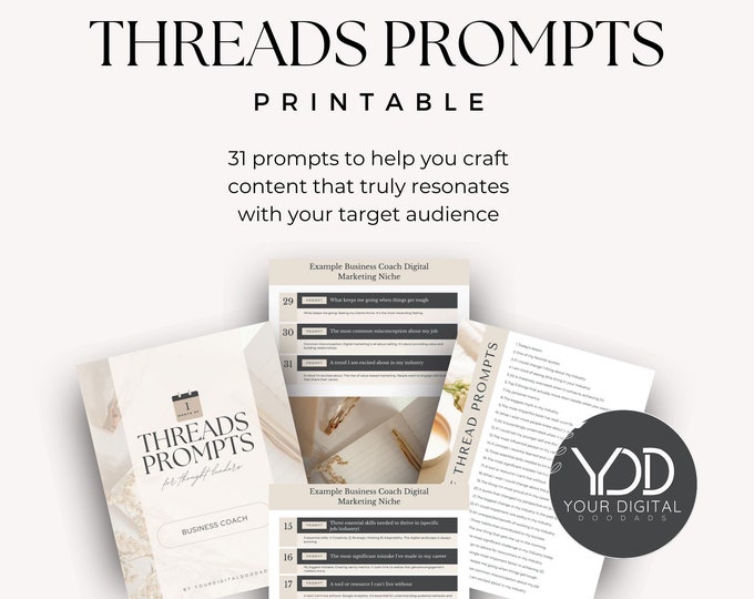Threads Prompts for Business Coach, Social Media Marketing, Threads Content Ideas, Instagram Post Planner, Ebook for Digital Marketing