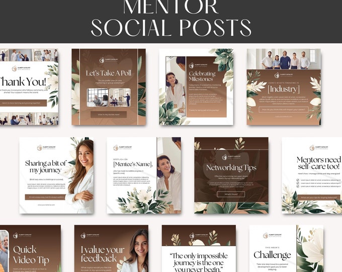 Mentor Social Media Post Template, Canva Template, Editable Instagram Post, Coaching Business Graphic, Social Media, Mentor Social Kit