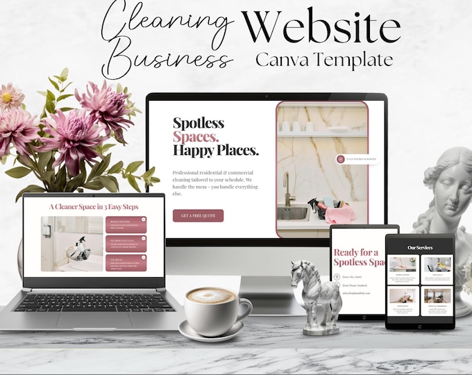 Cleaning Business Website Template, Canva Editable Site, Maid Service Design, Booking Page for Home Services, Small Business Starter Kit