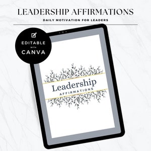 Cartes d'affirmation du leadership pour la motivation Affirmations quotidiennes modifiables pour les leaders Citations positives Cadeau pour leader Développement personnel
