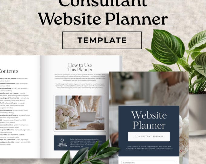 Consultant Website Planner, Canva Business Planning Workbook, Service Provider Site Strategy Guide, Website Prep Kit