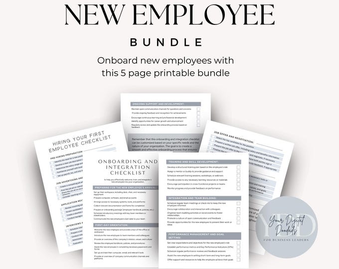 New Employee Bundle, New Hire Checklist, Onboarding and Integration, HR New Employee Form Canva Template, Job Hiring List