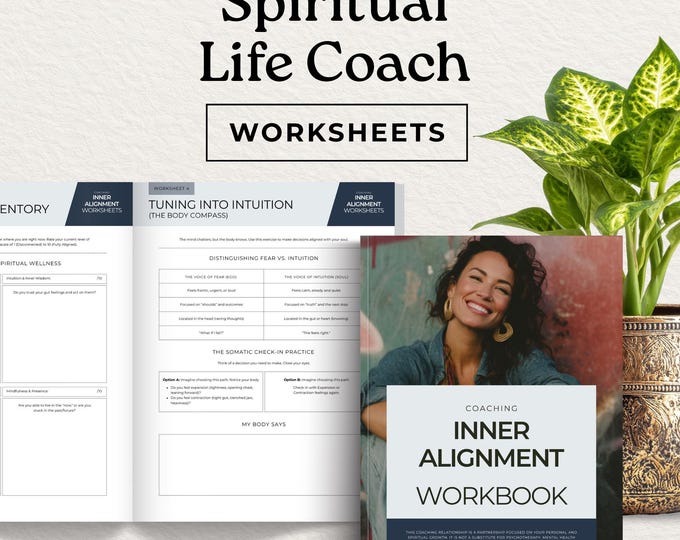 Inner Alignment Workbook, Spiritual Reflection & Shadow Work Exercises, Guided Personal Growth PDF, Coaching Worksheets