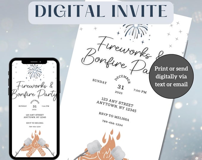 Editable New Years Eve Party Invitation, Canva Template, DIY NYE Invite, Customizable Party Invite, Celebrate New Year, Digital Invitation