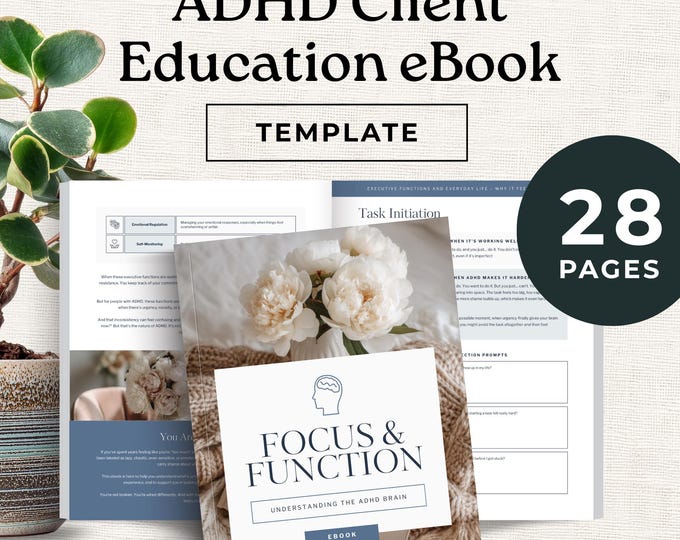 ADHD Client Education eBook, Executive Function and Emotional Regulation Guide for Life Coaches, Focus Workbook
