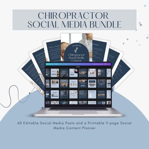 Chiropractor Social Media Bundle, Canva Template Social Posts, Printable Social Media Planner, Chiropractic Marketing, Healthcare Content