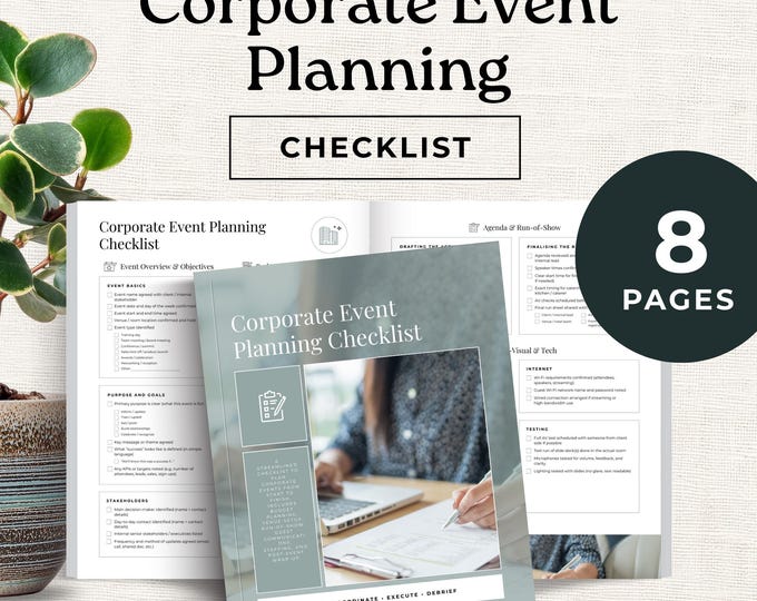 Corporate Event Planning Checklist, Executive Assistant Event Planner Template, Run of Show Printable PDF