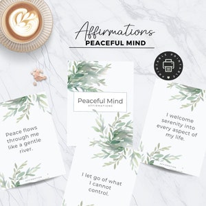 Tarjetas de afirmación para imprimir, obsequios de atención plena, citas para aliviar el estrés y el autocuidado para la meditación diaria, tarjetas de estímulo para una mentalidad positiva