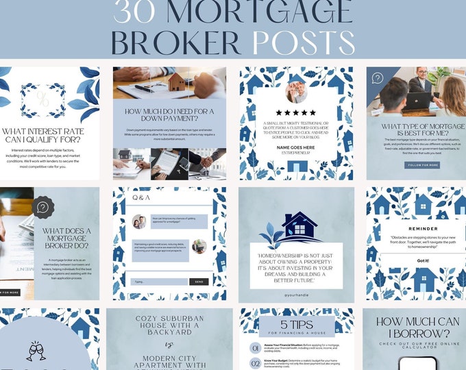 Mortgage Broker Post, Social Media Kit, Loan Officer Marketing Kit, Instagram Post Bundle, Lender Canva Template, Real Estate