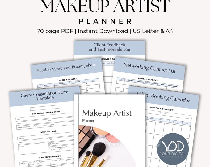 Makeup Artist Planner, Freelance Beautician Organizer PDF, Cosmetic Client Management Tool, Appointment Planning, Beauty Business