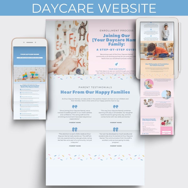Daycare Website Landing Page Etsy