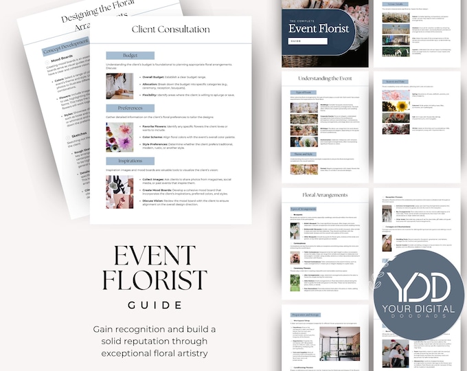 Event Florist Guide Canva Template, Floral Business, Event Planning Guide, Editable Florist Template, Client Guide, Floral Designer Tip