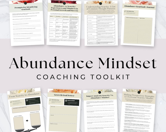 Abundance Mindset Coaching Toolkit, Therapy Worksheet Gratitude Page, Personal Growth Life Coach Tool, Wellness Journal Printable PDF