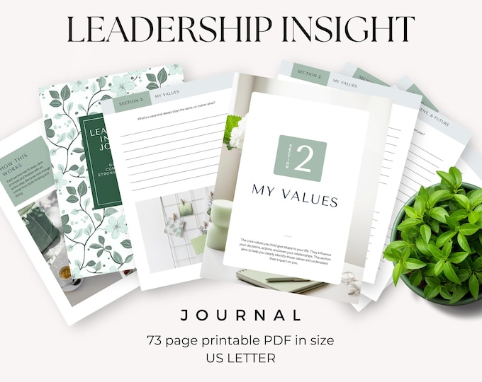 Leadership Insight Journal, Self Reflection Tool, Business Mindset Planner, Printable Planner for Professional Growth with Journal Prompts