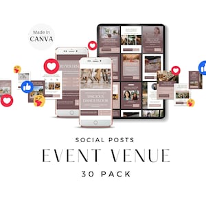 Social Media Kit for Event Venues – Editable Canva Template for Venue Marketing, Event Promotion & Wedding Venue Posts