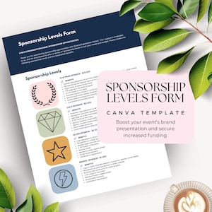 Sponsorship Levels Form Canva Template, Canva Donor Template, Editable Sponsorship Kit, Professional Event Template, Fundraising Form