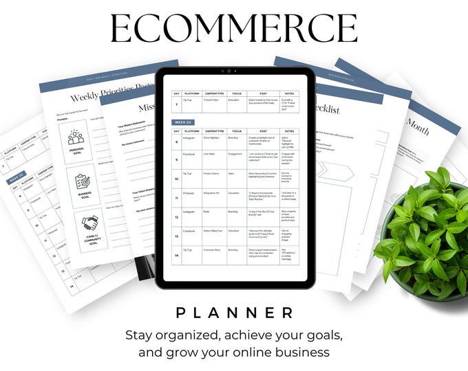 Ecommerce Planner Printable, Business Organizer, Digital Business Workbook, Inventory Tracker, Online Shop Entrepreneur, Business Journal