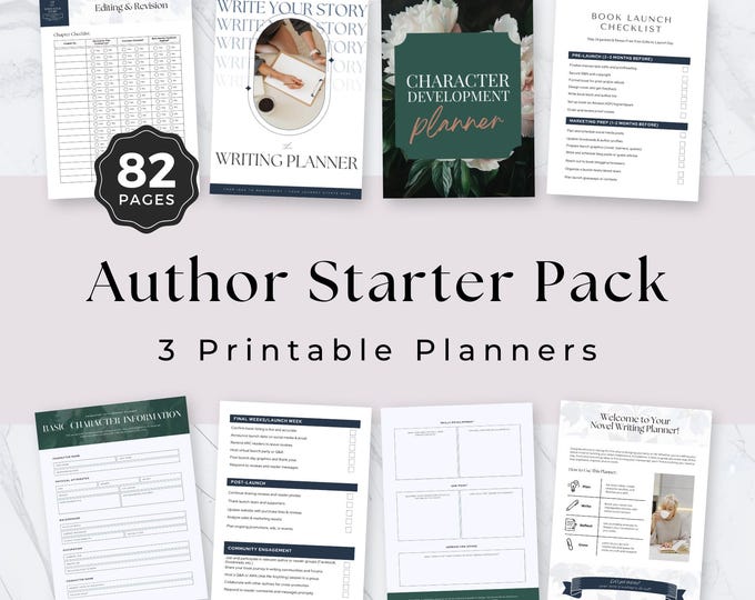Author Starter Pack, Novel Planner, Gift for Writer, Author Planner, Character Development, Book Launch Kit, Writing Tools, Indie Author