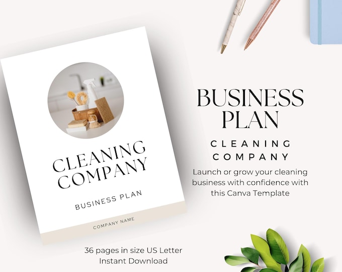 Cleaning Company Business Plan Template, Commercial Clean Startup Worksheet Pack, SWOT Analysis Canva Template, Janitorial Financial Plan