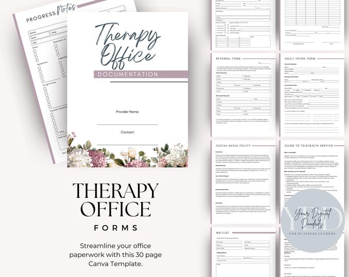 Therapy Office Business Forms Canva Template, Editable Counseling Paperwork, Intake Forms, Therapist Docs, Counselor Office Progress Notes