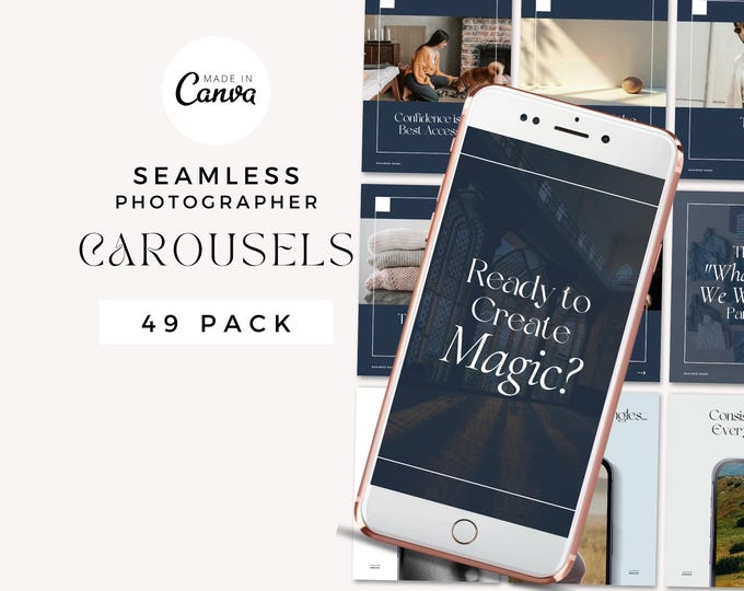 Photographer Instagram Carousel Template Bundle, Canva Social Media Kit for Photographers