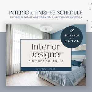 Interior Design Finishes Schedule Canva Template, Fixtures and Finishes Schedule Template, Home Design Mood Board, Interior Decorator