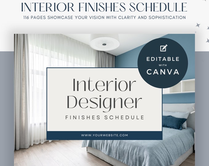 Interior Design Finishes Schedule Canva Template, Fixtures and Finishes Schedule Template, Home Design Mood Board, Interior Decorator