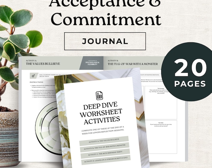 Acceptance and Commitment Therapy Journal, ACT Daily Alignment Workbook, Therapist Resource, Printable Client Journal PDF