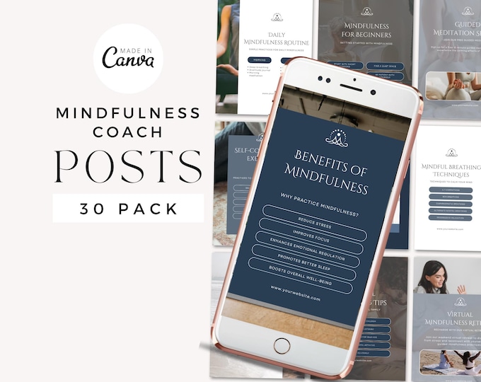 Mindfulness Coach Instagram Template, Canva Template for Mindset Coaches, Social Media Planner, Wellness Content, Editable Canva Design