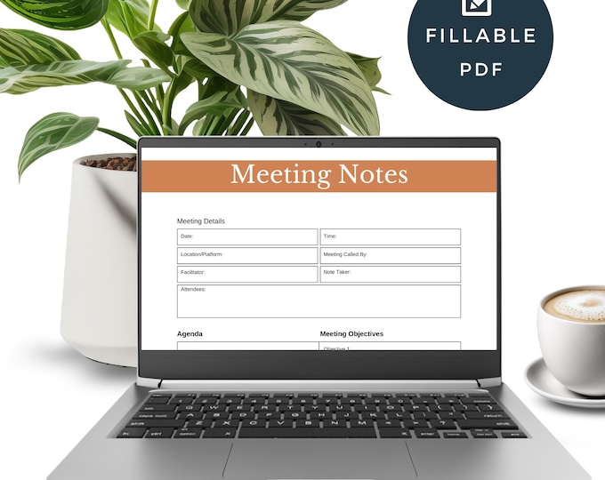 Fillable Project Management Meeting Minutes PDF, Printable Meeting Notes Template, Business Organization Tool, Instant Download, Note Taking