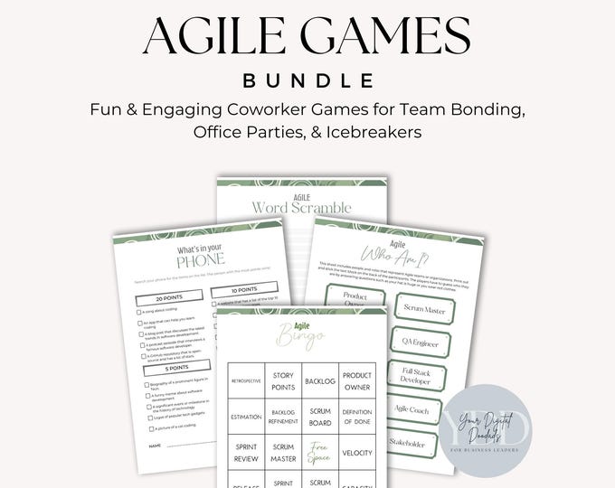 Agile Game Bundle, Coworker Office Party Icebreaker, Trivia Team Building, Word Scramble Workplace Game Printable, Coworker Bingo