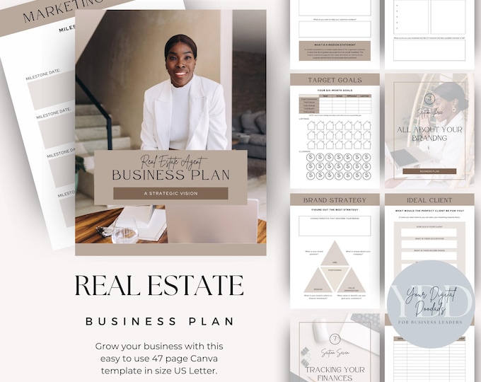 Real Estate Business Plan Canva Template, Small Business Planner, Investor Proposal, StartUp Workbook, Business Plan Analysis, Strategy PDF